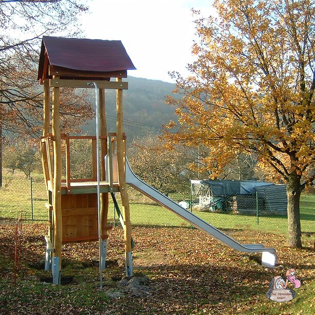 Spielturm mit Feuerwehr-Stange und Rutsche fr den Kinderspielplatz - Spielturm OK