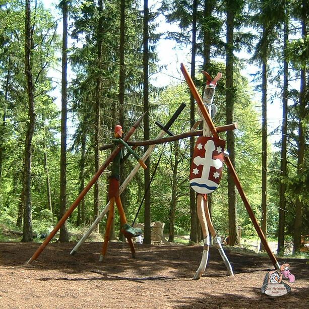 3er Schaukel im Ritter Design mit Sitzen in Form eines Drachenkopfes - Ritterschaukel Maldix