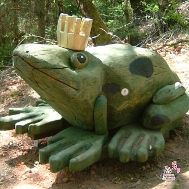 Stabiler grüner Holz Frosch mit Krone zum Spielen - Froschkönig