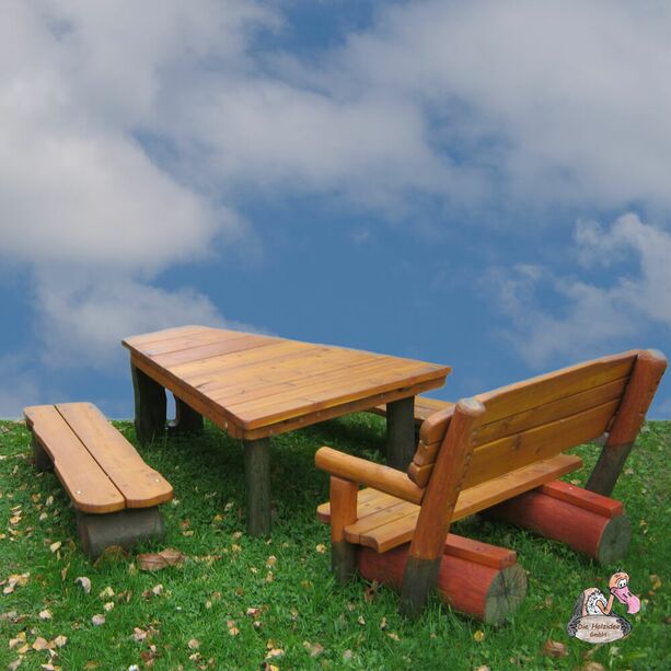 Gartenmbel Set fr Kinder aus Holz - Tisch und Gartenbnke - Sitzgarnitur Zwergenland