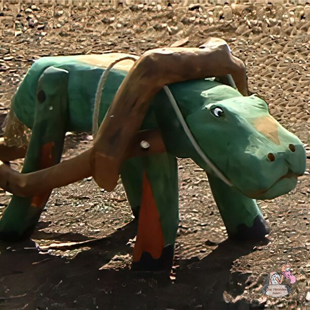 Stabile Dinosaurier Figur aus Holz für den Spielplatz - Gespann Sauri