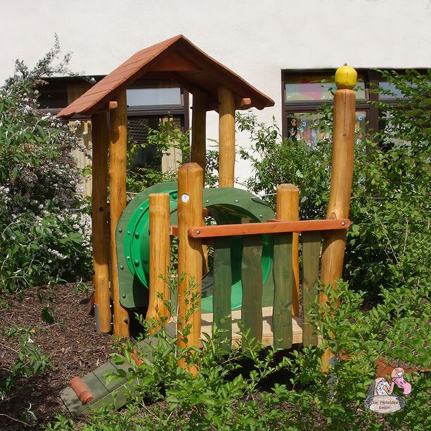 Buntes Spielplatzgert fr Kleinkinder - Die Holzidee - Spielplatz Mini / mit Tunnel