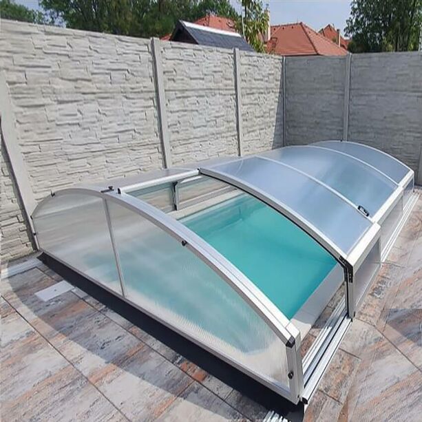 Poolberdachung mit geringer Dachwlbung - Sonderanfertigung - Aluminium & Polycarbonat - Tansanit Medium