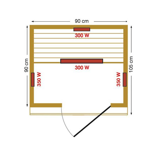 Indoor Infrarotkabine aus Fichtenholz - fr 1 Person - eckig - bis zu 60C - Masaya