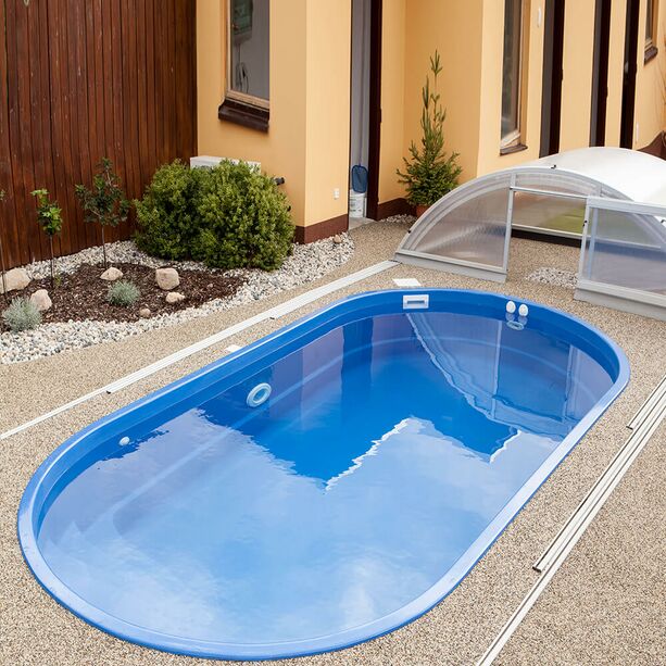 Ovaler Garten Pool - Komplettset - Glas-Verbundbecken - 300x600cm - Karavasta Peridot