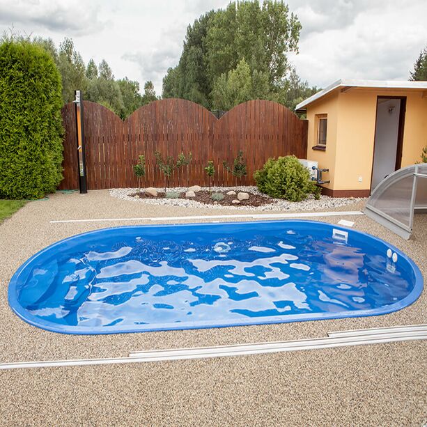 Ovaler Garten Pool - Komplettset - Glas-Verbundbecken - 300x600cm - Karavasta Peridot