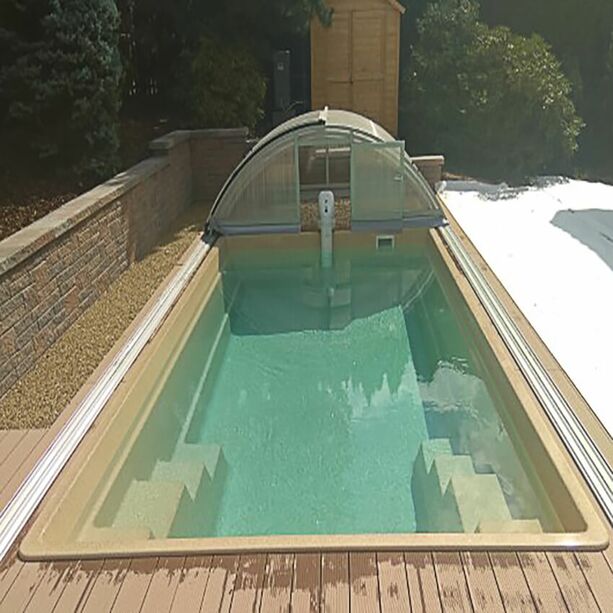 Swimming Pool fr den Garten -  320x600cm - mit 2 Treppen - Komplettset - Glas-Verbundbecken - Ahunui Trkis
