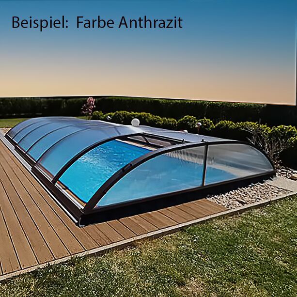 Vormontiertes Seriendach fr Pools - rechteckig - Aluminium & Polycarbonat - abschliebar - Serpentinit