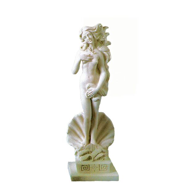 Gartenskulptur der Gttin Venus in der Muschel mit Sockel - Steinguss - Zinka
