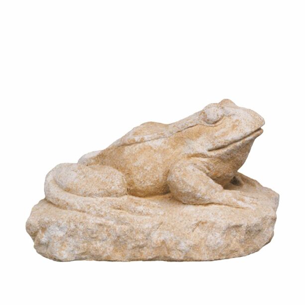 Kleine Froschfigur auf Felsen aus Steinguss fr den Garten - Ufudo