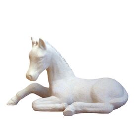 Kleine liegende Pferde Figur aus Steinguss fr die...