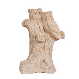 Steinguss Gartenstatue - detailreicher Baumstamm mit Eule...