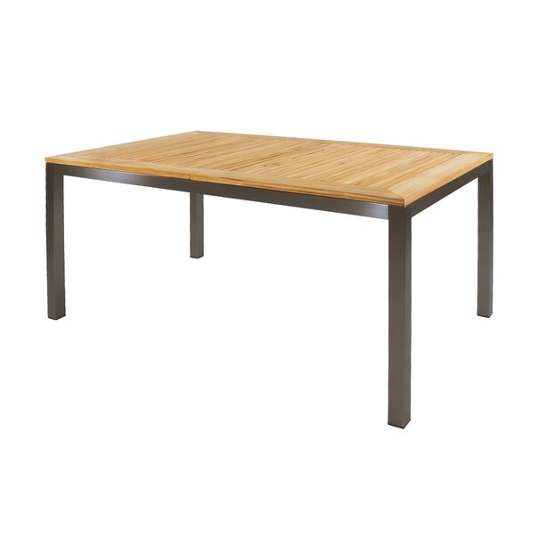 Groer Edelstahl Ausziehtisch mit Teakholzplatte - 152/210cm - Miralo