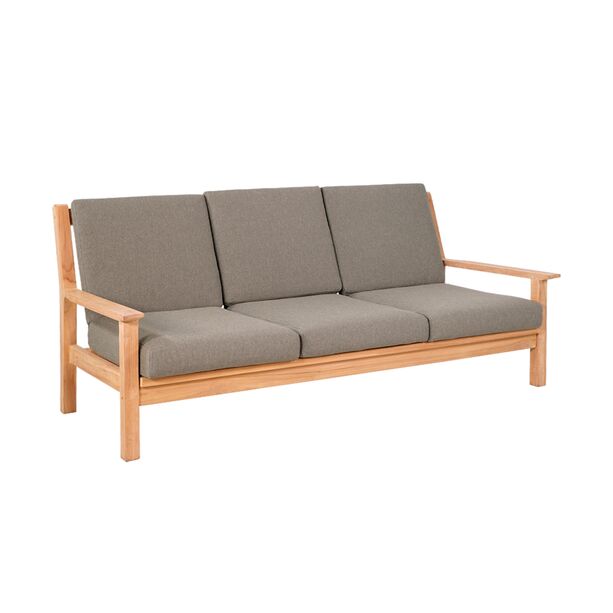 Lounge Gartensofa fr 3 Personen aus Teakholz mit Kissen - Kreono