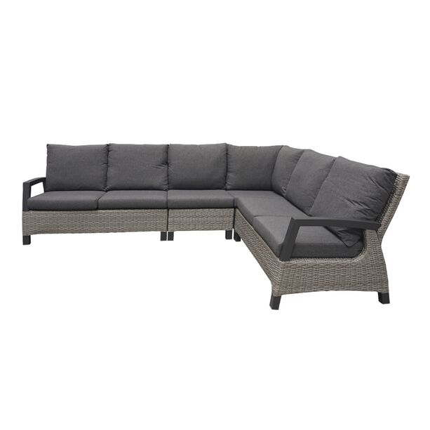 Graues XXL Loungesofa fr 7 Personen aus Polyrattan mit Polster - Sofa Thula