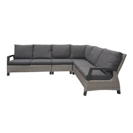 Graues XXL Loungesofa fr 7 Personen aus Polyrattan mit...