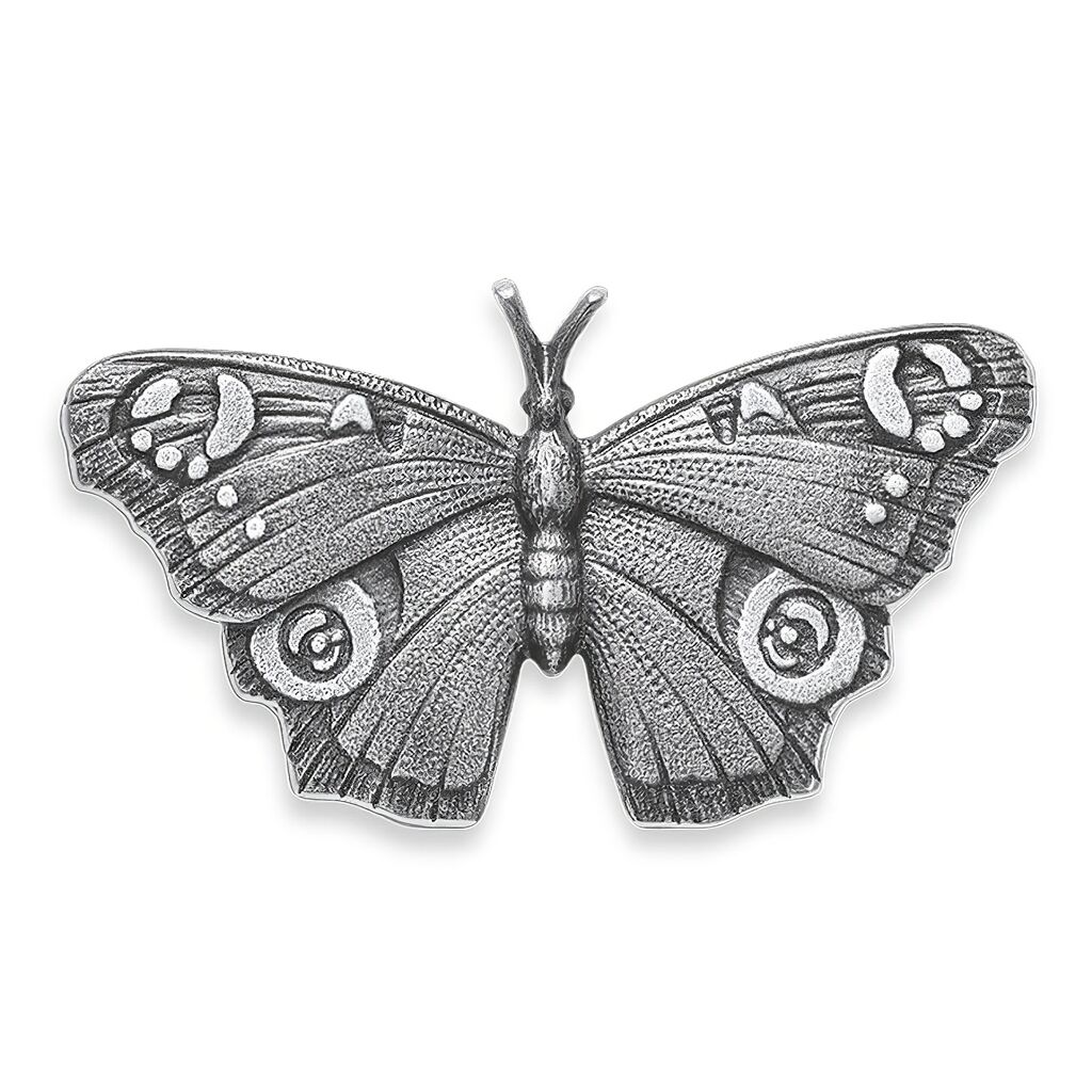 Wetterbestndige Wanddekoration - Tagpfauenauge aus Aluminium - Schmetterling Adelia / Aluminium grau / 5,5x9,5x1cm (HxBxT)