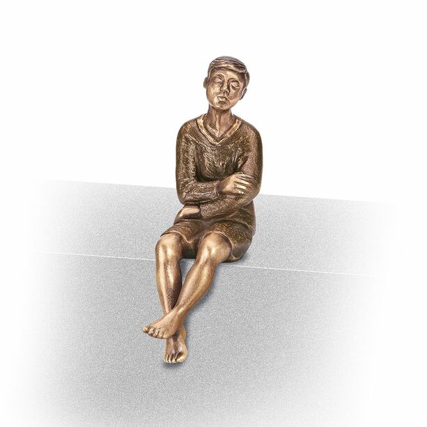 Hochwertige Jungenfigur fr die dekorative Gartengestaltung - Adeo / Bronze