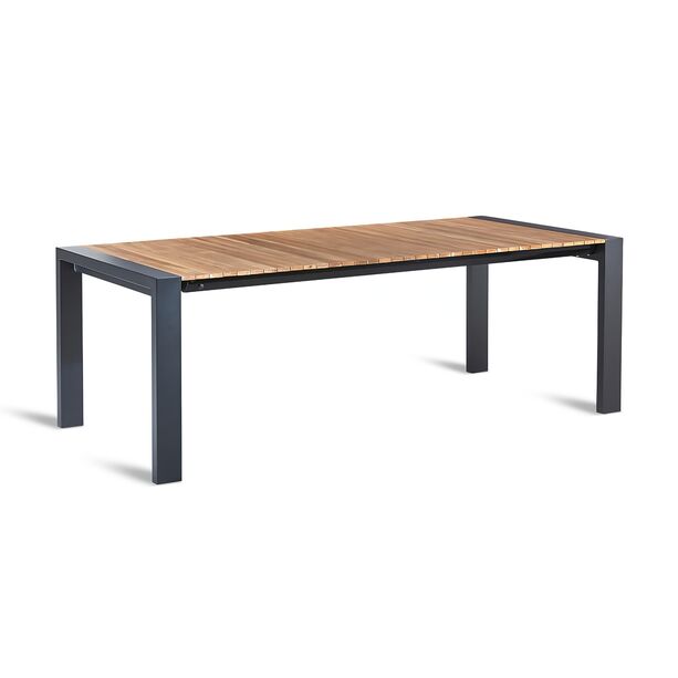 Ausziehtisch aus Alu mit Teakholzplatte 213/269cm individuell verlngerbar - Laungaro