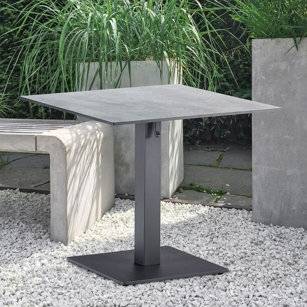 Anthrazit Alu Klapptisch mit HPL-Platte in Cement-Optik - 80x80cm - Osarana