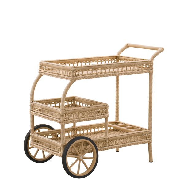 Elegant geflochtener Servierwagen mit Rdern fr den Garten - Servierwagen Silje