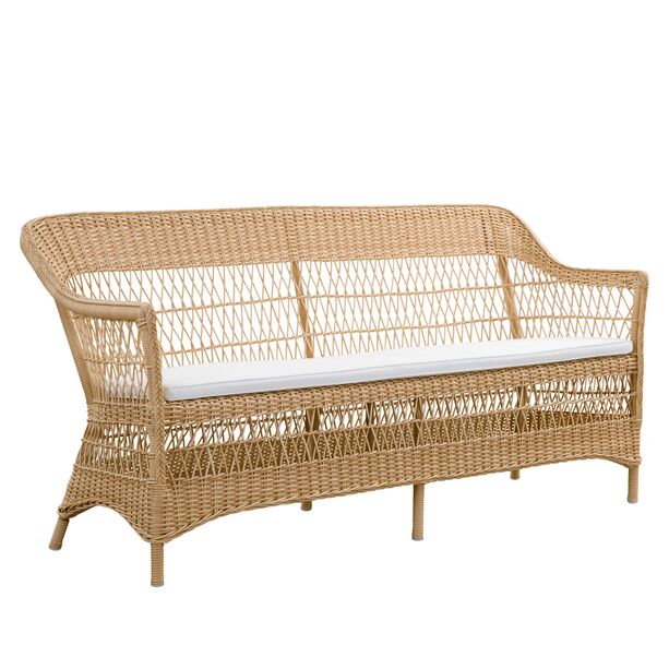 Geflochtenes Garten Loungesofa fr drei Personen aus Aluminium und wetterfestem Rattan - 3-Sitzer Hedda