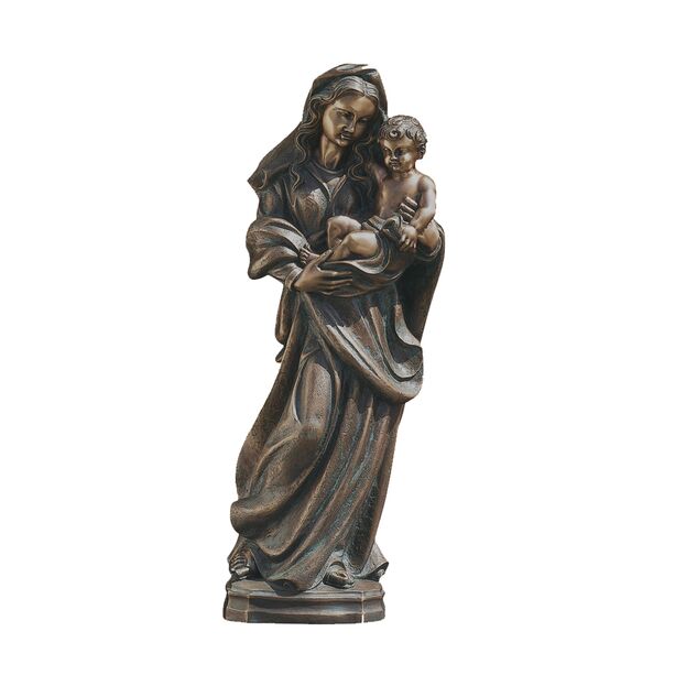 Jesus sitzt auf Marias Arm - stilvolle Bronzegussfigur - Maria Vera