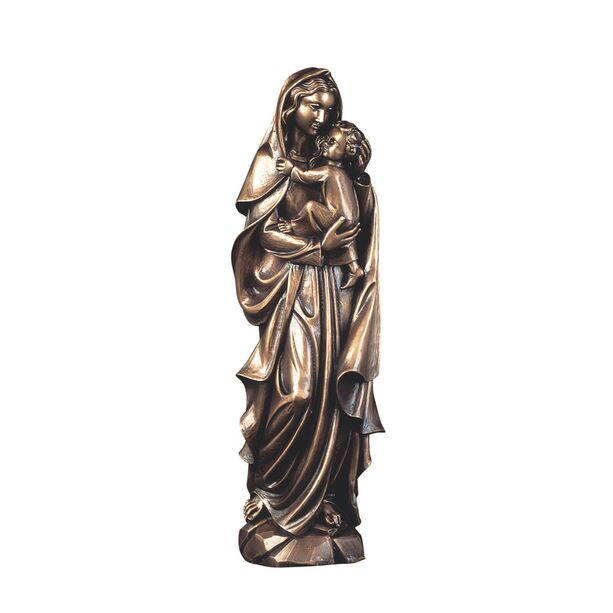 Gartenskulptur Madonna mit Kind auf dem Arm aus Bronze - Saint Mary