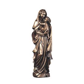 Gartenskulptur Madonna mit Kind auf dem Arm aus Bronze -...