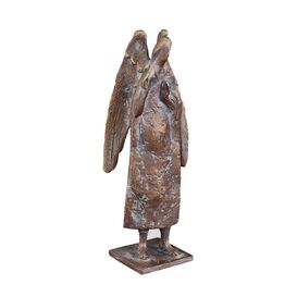 Abstrakte Engelfigur mit Wachsgusspatina - Bronzeguss -...