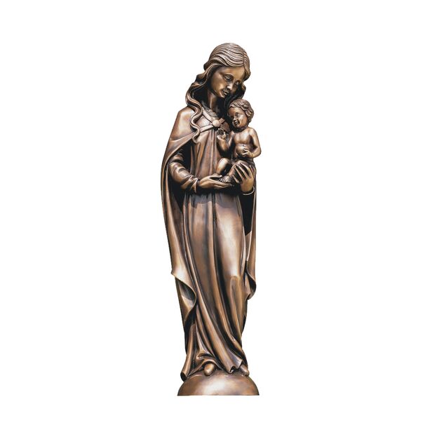 Schne Frauenskulptur mit Kind auf dem Arm aus Bronze - Madonna Neve