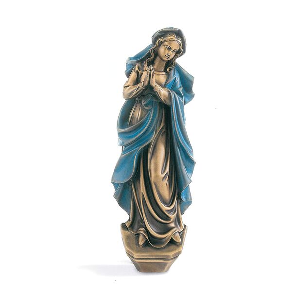 Schne Bronze fr den Garten - Betende Maria mit blauem Umhang - Parens Divus