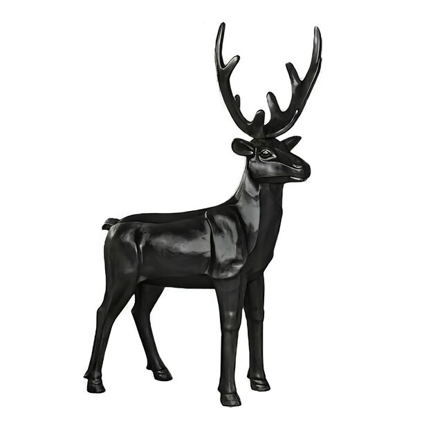XXL Gartenfigur Hirsch aus Polystone in matt schwarz - Lusirato
