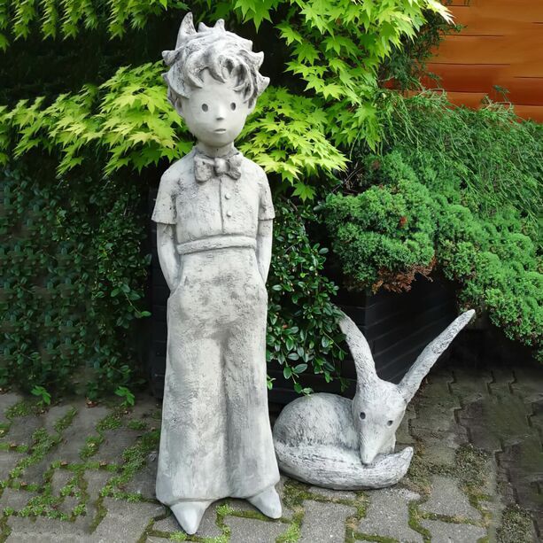 Gartenfigur kleiner Prinz & Fuchs aus Steinguss - Der kleine Prinz & Fuchs