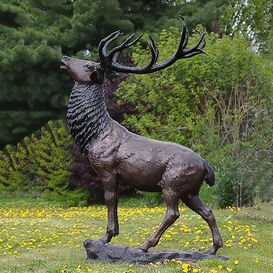 Rhrender Hirschbulle aus Bronze in Lebensgre - stehend...