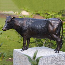 Kleine Milchkuh-Figur mit Flecken - Garten Bronze...