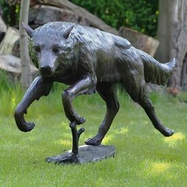Rennender Wolf aus Bronze als Garten Dekofigur in...