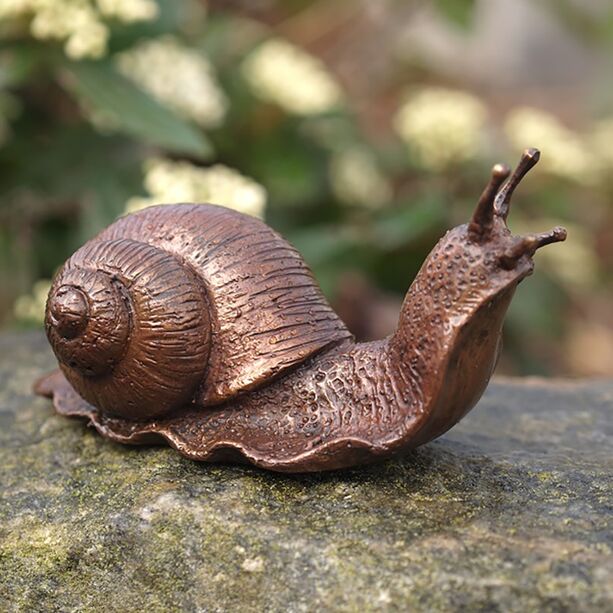 Klassische Bronze Tierskulptur Schnecke mit erhobenem Kopf - Schnecke Tris