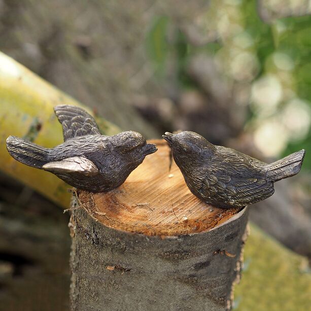 Schnes Vogelpaar aus Bronze - Braune Outdoor Vogelskulpturen - Lio & Via