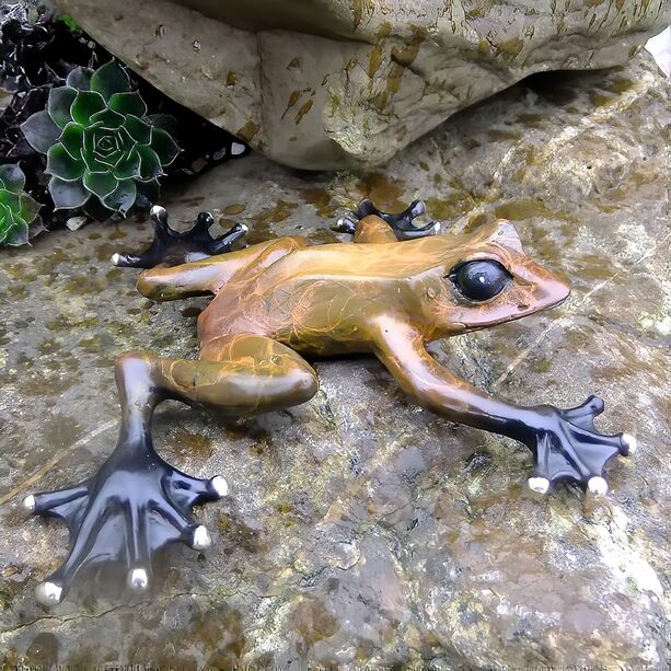 Farbiger Frosch klettert - Klassische Bronze Froschfigur - Frosch Pacho