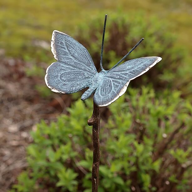 Gartenstecker mit lebensgroem Schmetterling aus Bronze - Schmetterling Gru