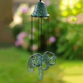 Metall Windspiel Halbmond mit Schlafmtze - Trkis -...