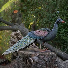 Pfau mit Pfauenfedern aus Metall - Bunte Garten...