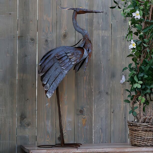 Groer Kranich aus Metall - Rostende Vogelskulptur - Kranana