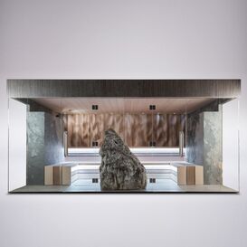 Groe Luxus Sauna fr den Innenbereich mit 3D Holzwand...