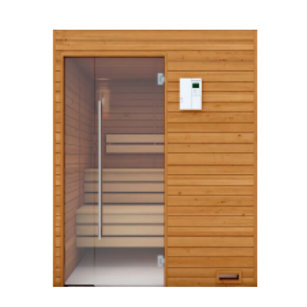 Finnische Heim Sauna aus Holz mit Glastr fr 2 bis 4 Personen - Tarjous