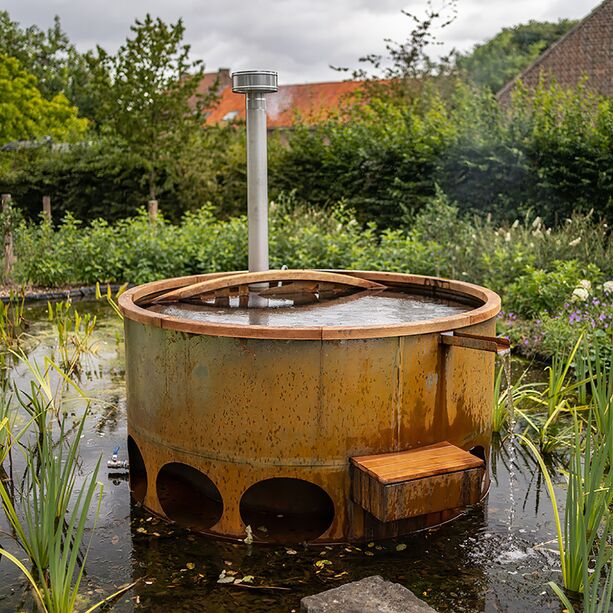 Runder Garten Whirlpool mit Verkleidung aus Cortenstahl - Nakia