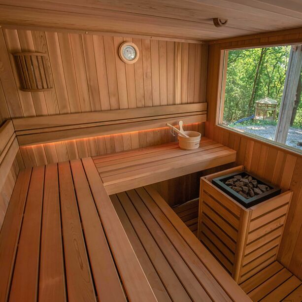 Outdoorsauna mit Fenster aus Fichtenholz für 3-6 Personen - Acena
