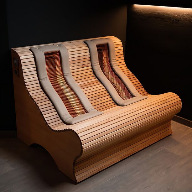 Infrarot Loungebank aus Holz mit eingebauten Strahler für Wärmetherapie - Edis