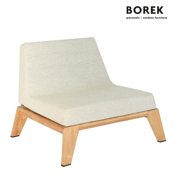 Teak Loungesessel fr den Garten mit Polster und Rollen von Borek - Hybrid Loungechair